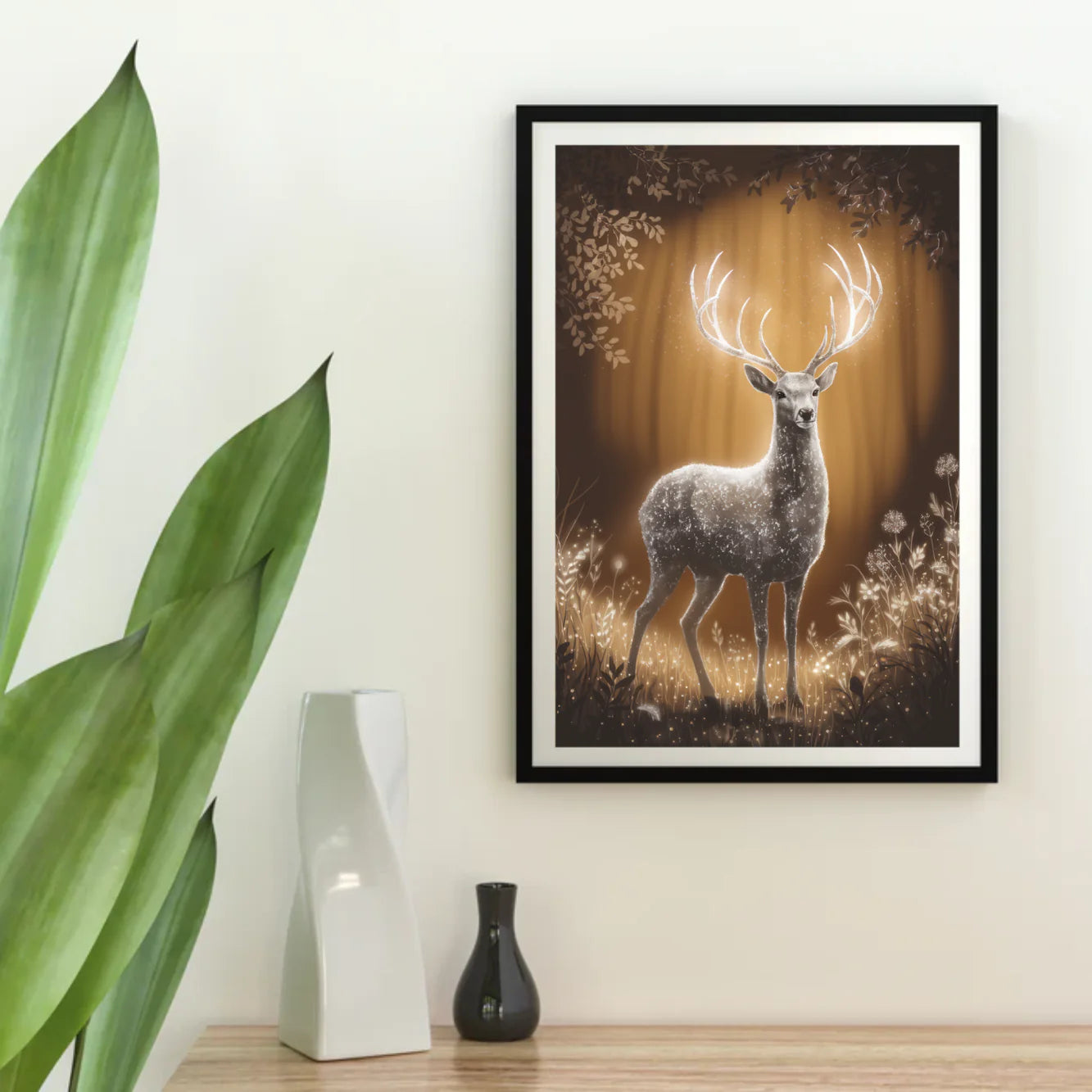 Diamond Painting - Cerf mystérieux avec des bois lumineux