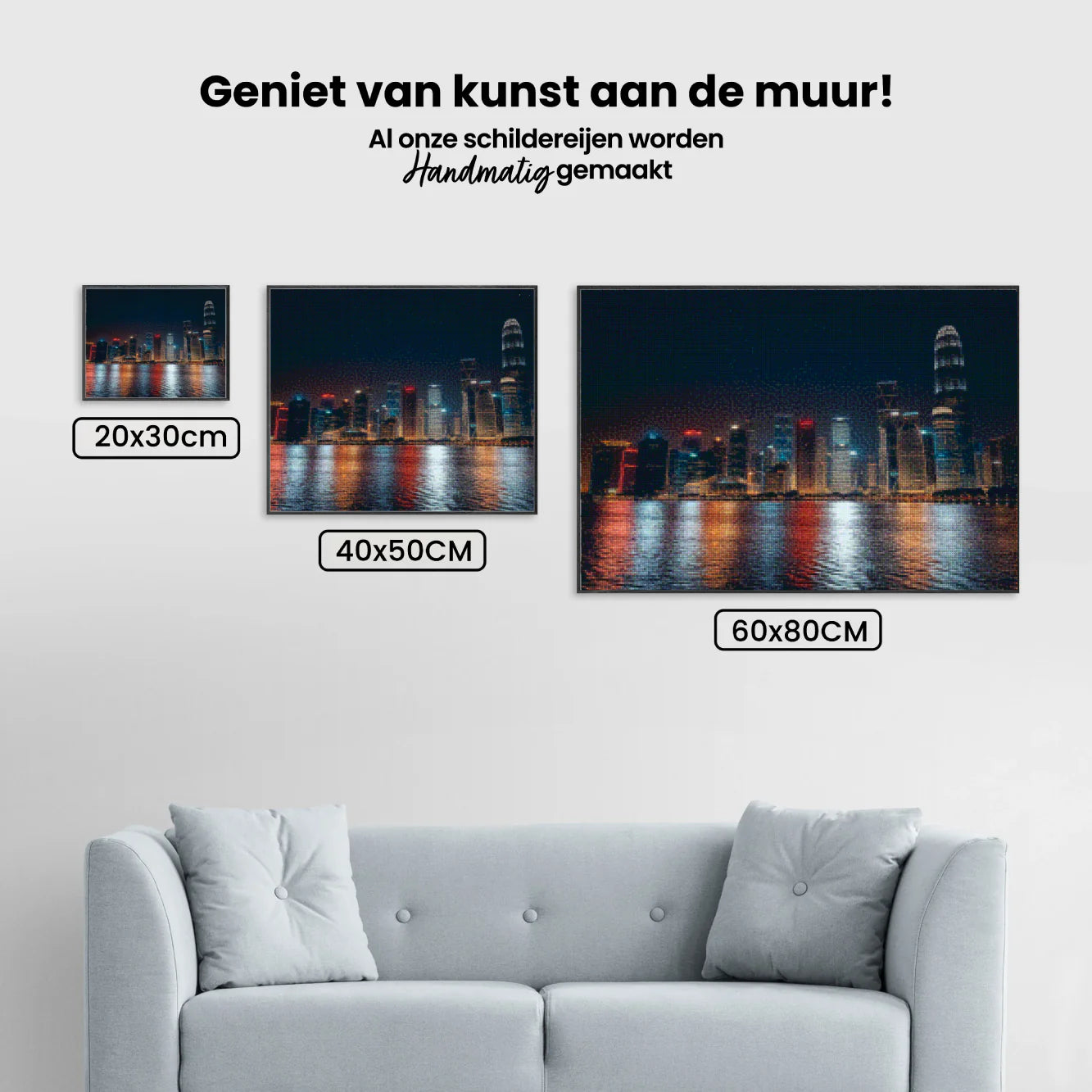 Diamond Painting - Vue nocturne de la ville avec des reflets sur l'eau