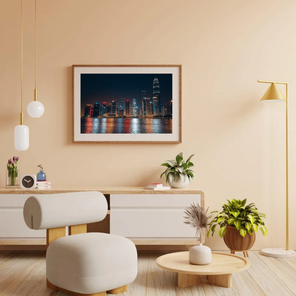 Diamond Painting - Vue nocturne de la ville avec des reflets sur l'eau