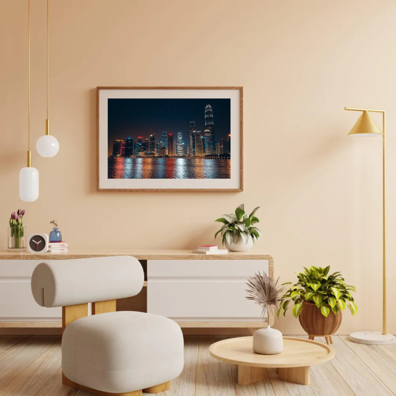 Diamond Painting - Vue nocturne de la ville avec des reflets sur l'eau