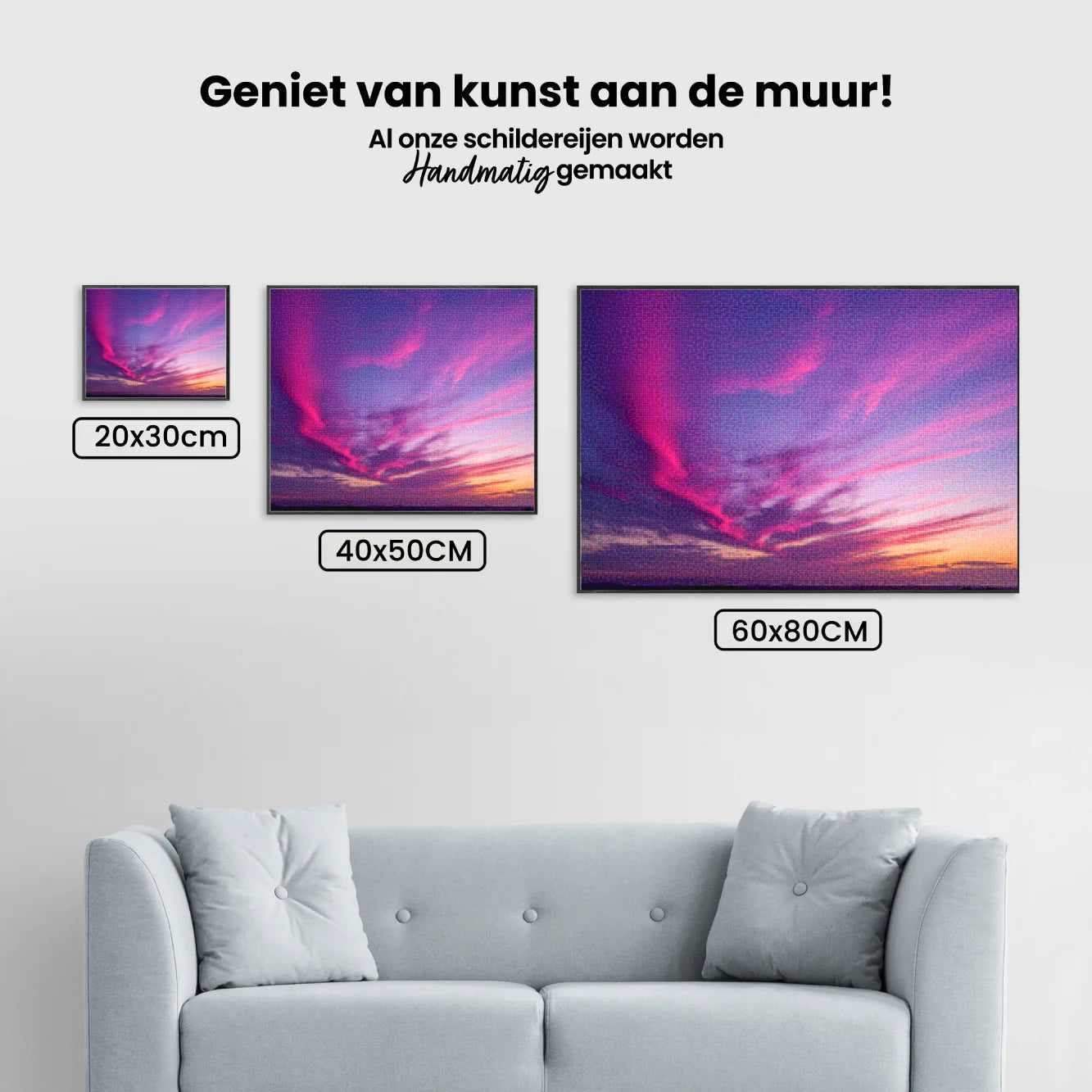 Diamond Painting - Nuages violets et roses au coucher du soleil
