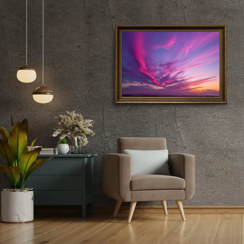 Diamond Painting - Nuages violets et roses au coucher du soleil