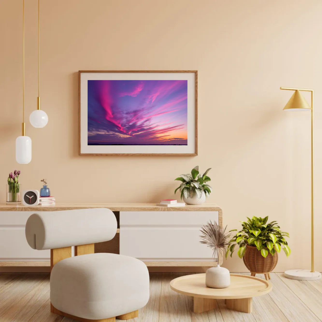 Diamond Painting - Nuages violets et roses au coucher du soleil