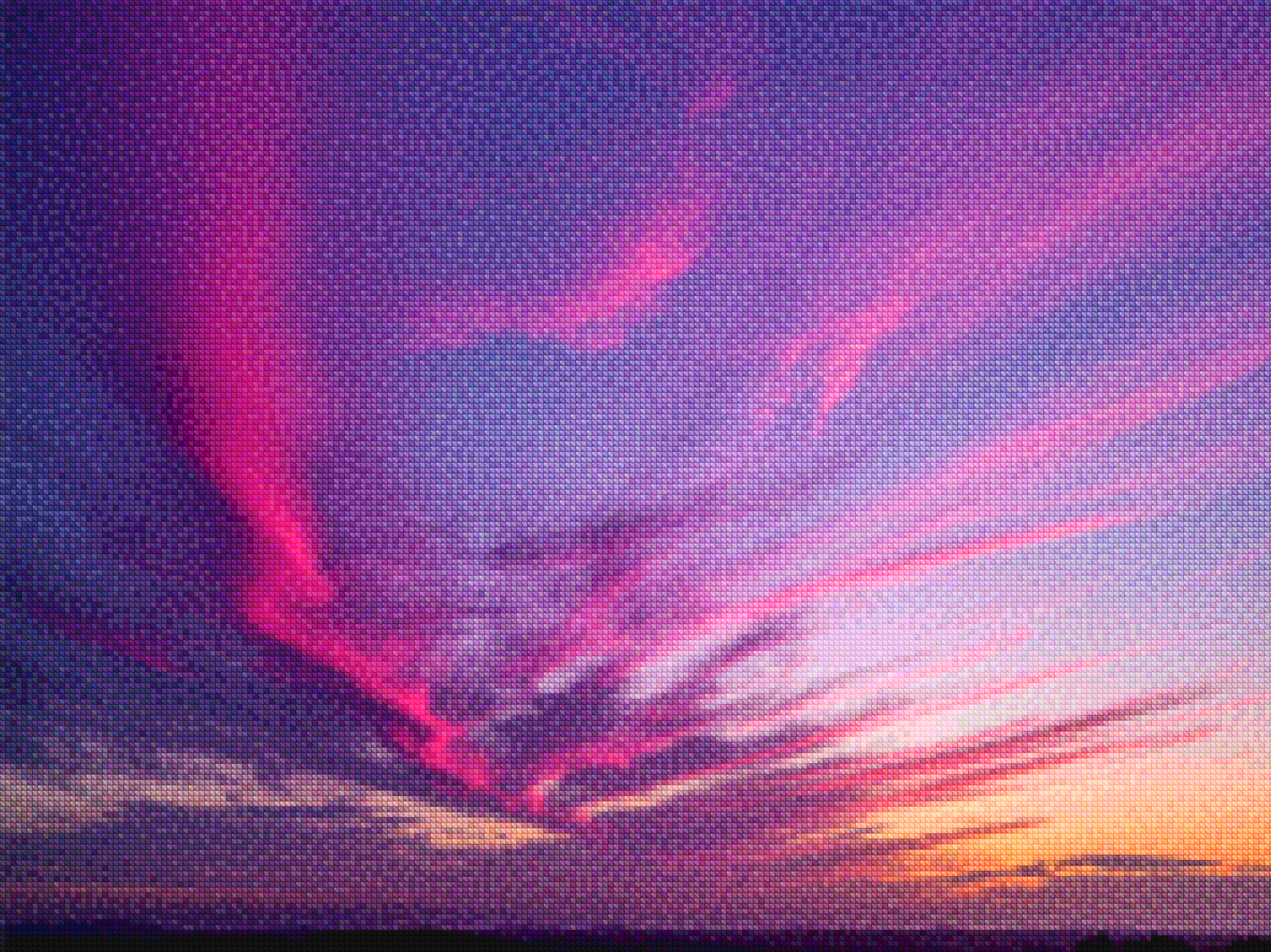 Diamond Painting - Nuages violets et roses au coucher du soleil