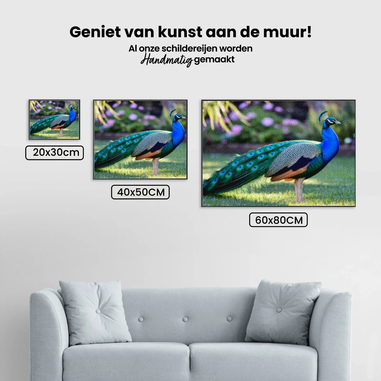 Diamond Painting - Paon avec des plumes en éventail dans des teintes de bijoux