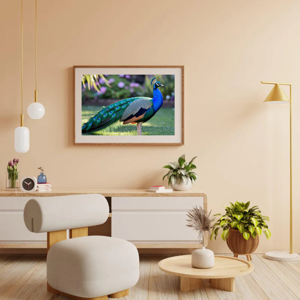 Diamond Painting - Paon avec des plumes en éventail dans des teintes de bijoux