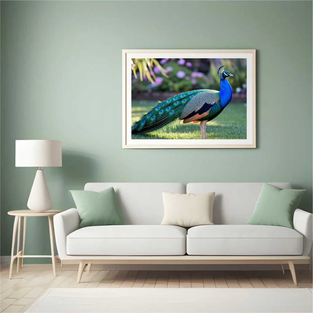 Diamond Painting - Paon avec des plumes en éventail dans des teintes de bijoux