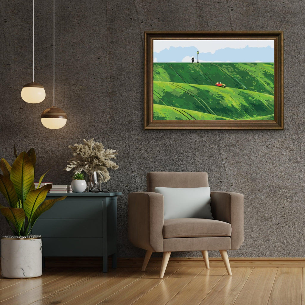 Diamond Painting - Voiture rouge dans les collines - SEOS Shop ®