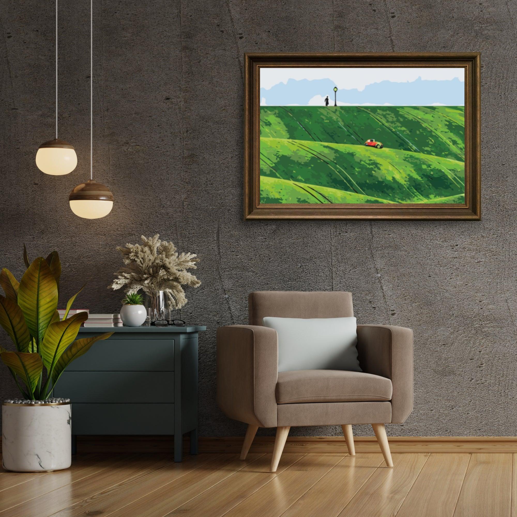 Diamond Painting - Voiture rouge dans les collines - SEOS Shop ®