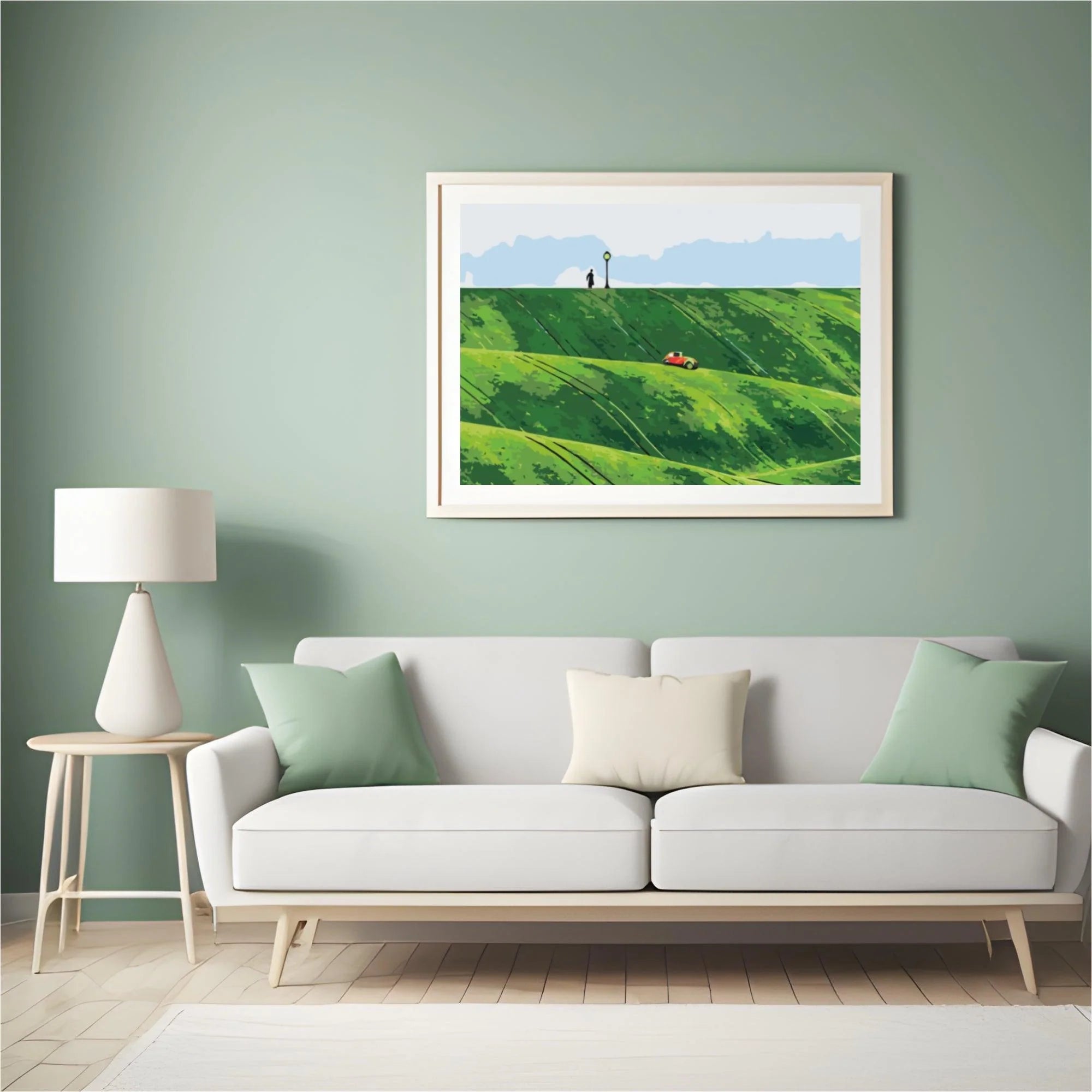 Diamond Painting - Voiture rouge dans les collines - SEOS Shop ®