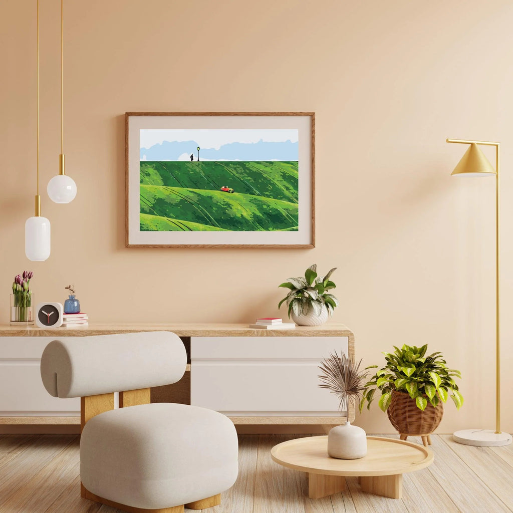 Diamond Painting - Voiture rouge dans les collines - SEOS Shop ®