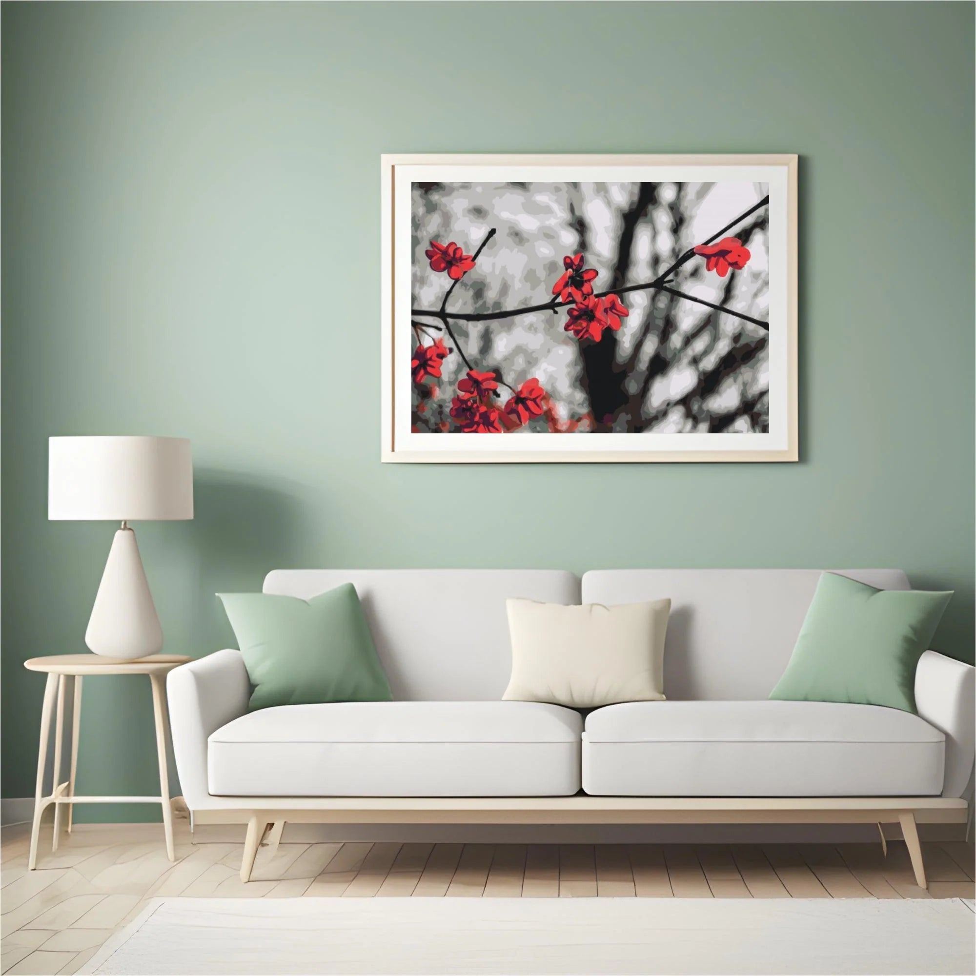 Diamond Painting - Fleurs rouges sur l'arbre - SEOS Shop ®