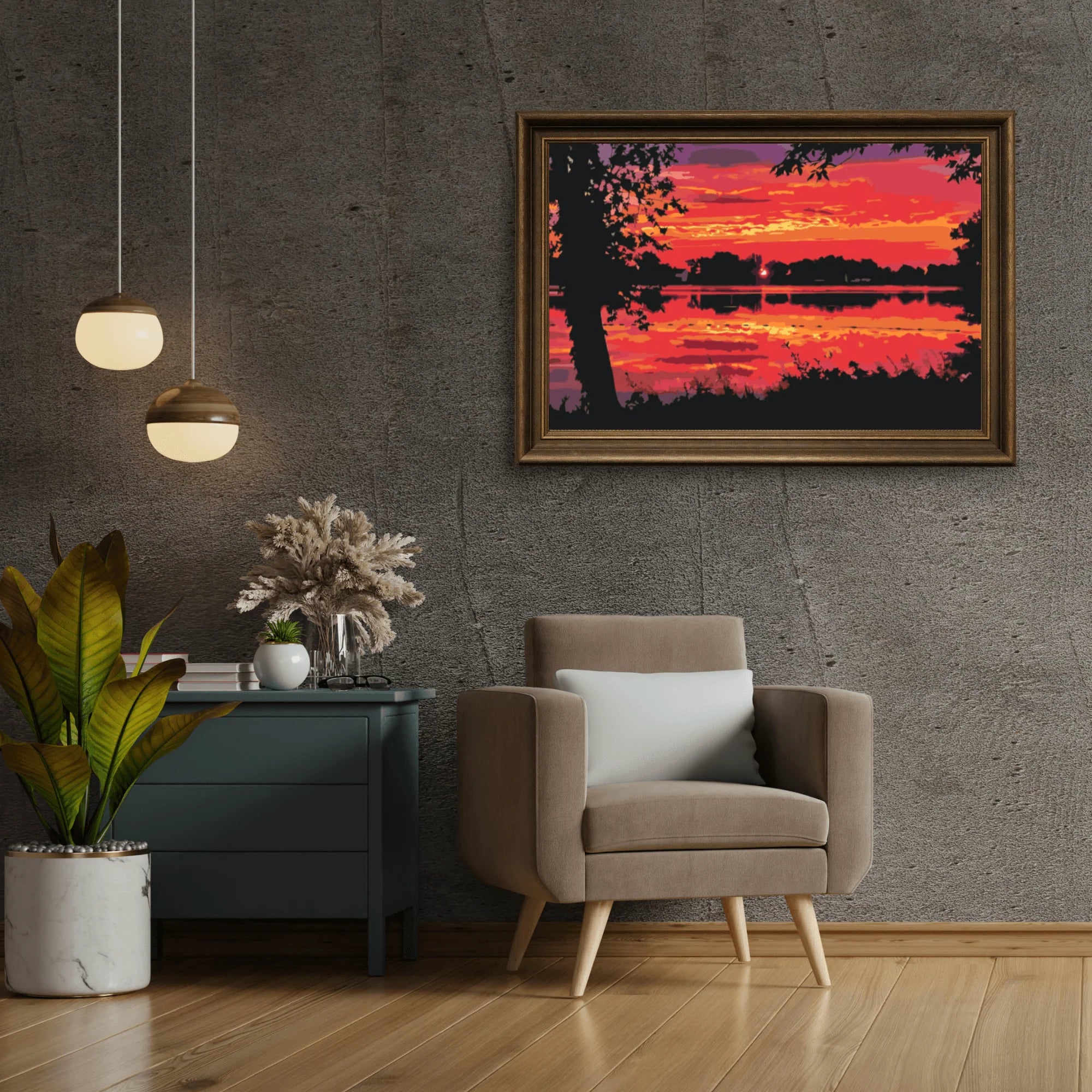 Diamond Painting - Coucher de soleil rouge - SEOS Shop ®