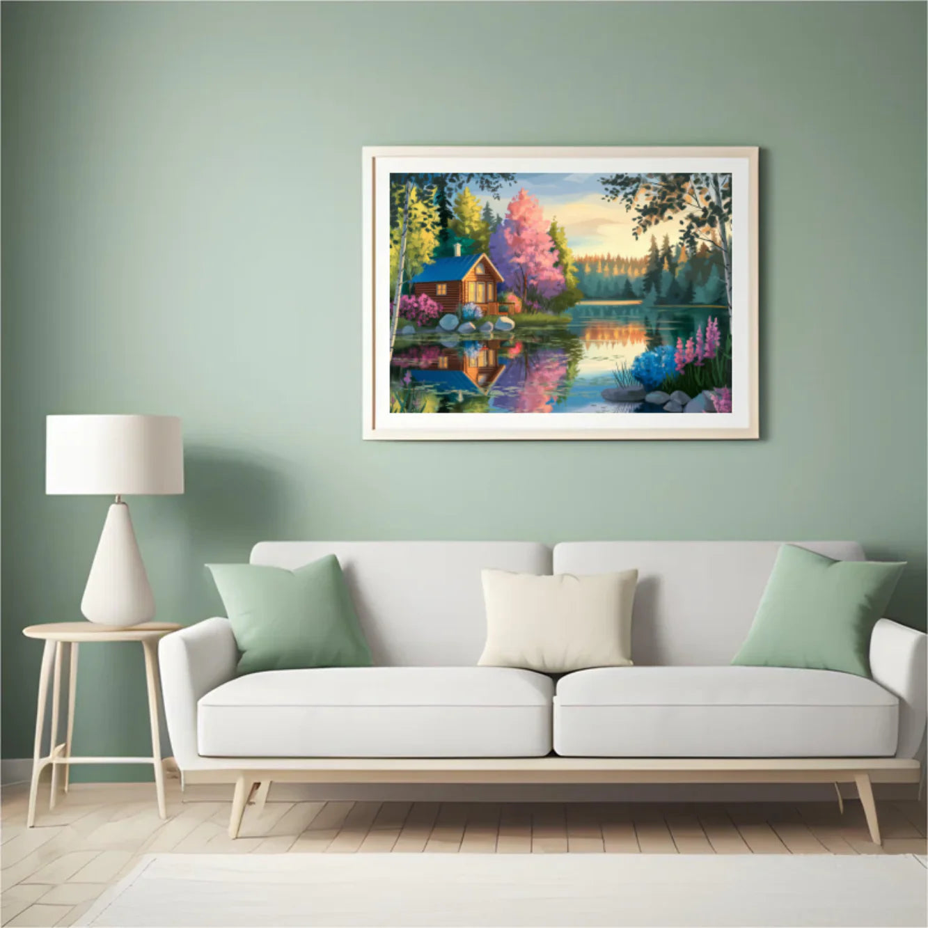 Diamond Painting -  Cabane tranquille au bord du lac