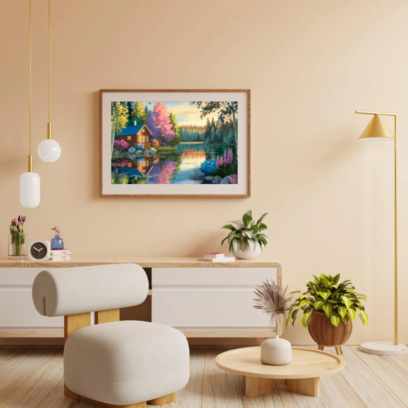 Diamond Painting -  Cabane tranquille au bord du lac