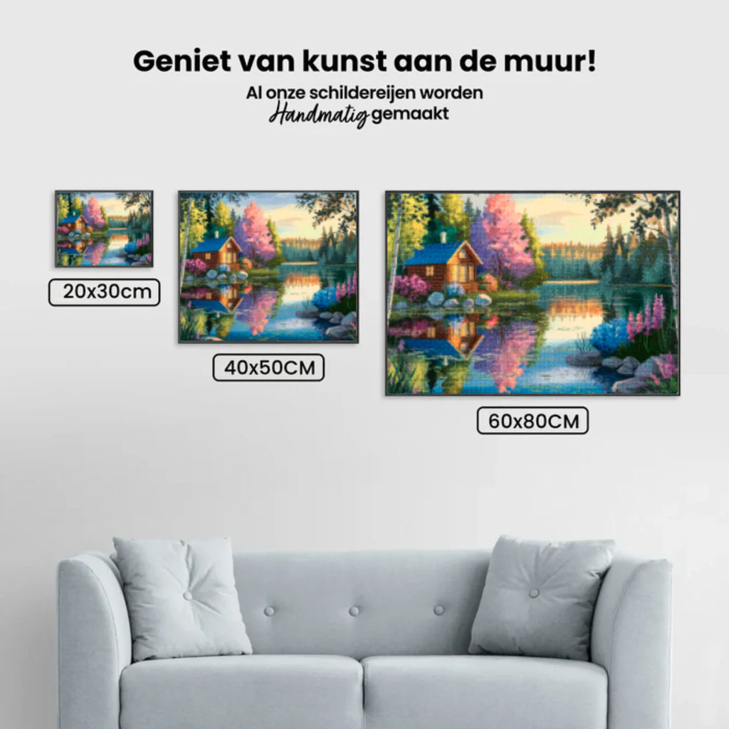 Diamond Painting -  Cabane tranquille au bord du lac