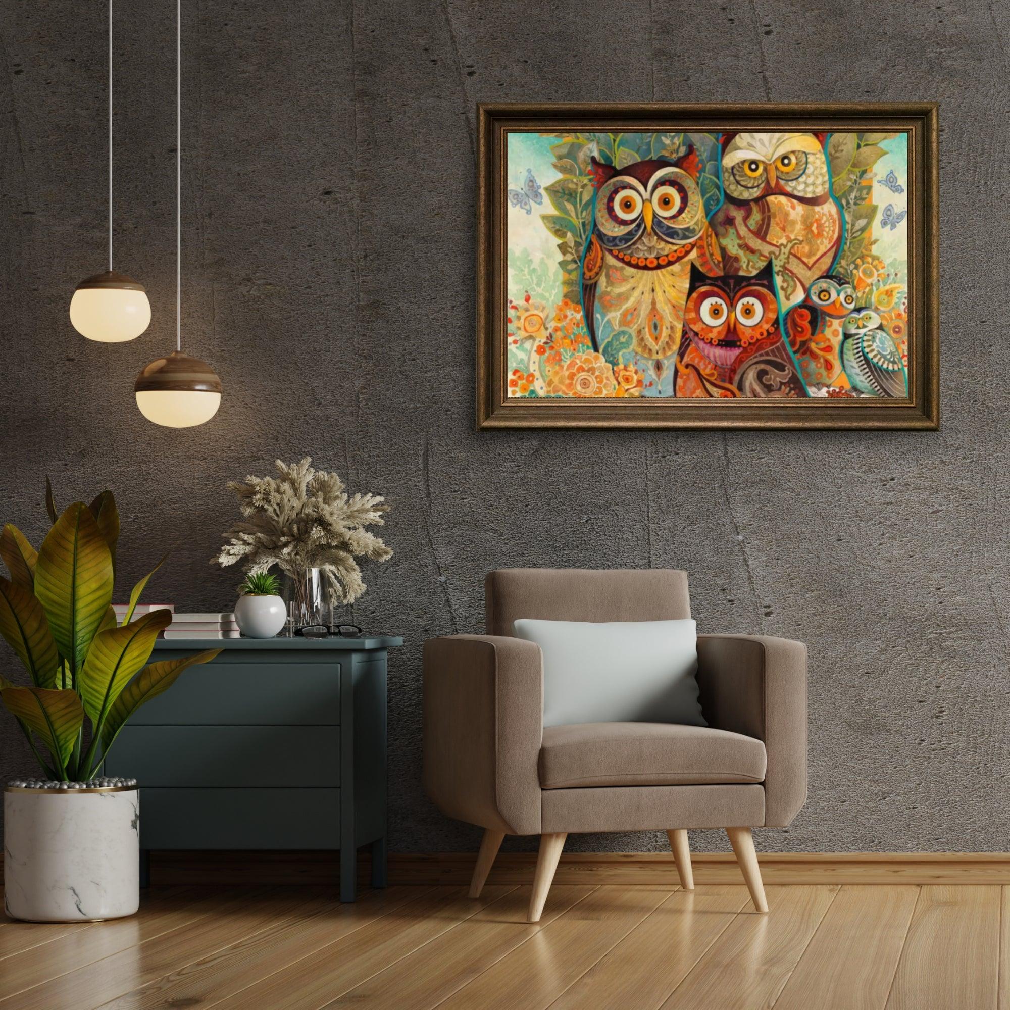 Diamond Painting - Tableau de Hiboux