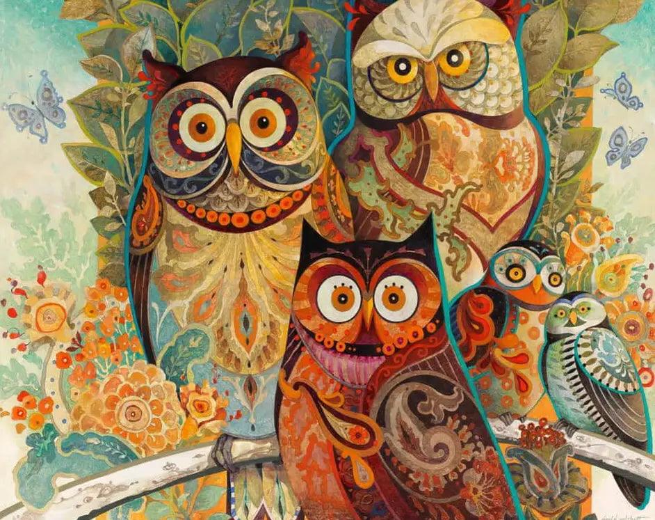 Diamond Painting - Tableau de Hiboux