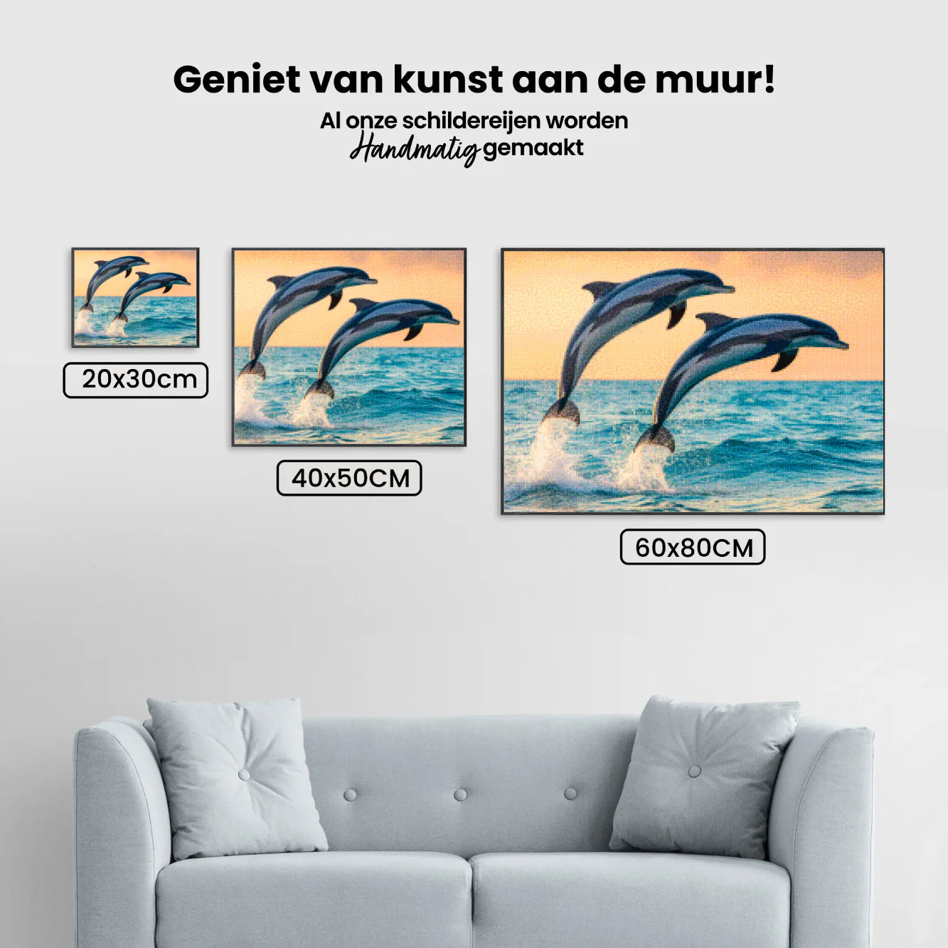 Diamond Painting - Duo de dauphins gracieux sautant hors de la mer V1