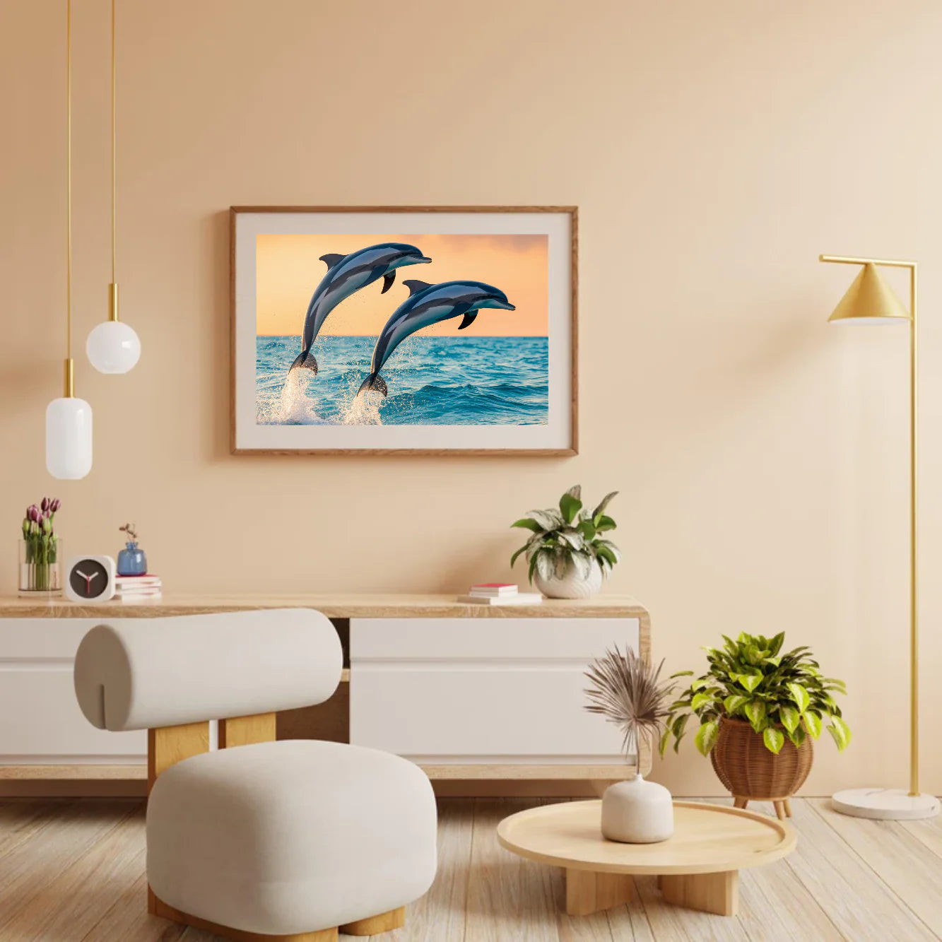 Diamond Painting - Duo de dauphins gracieux sautant hors de la mer V1