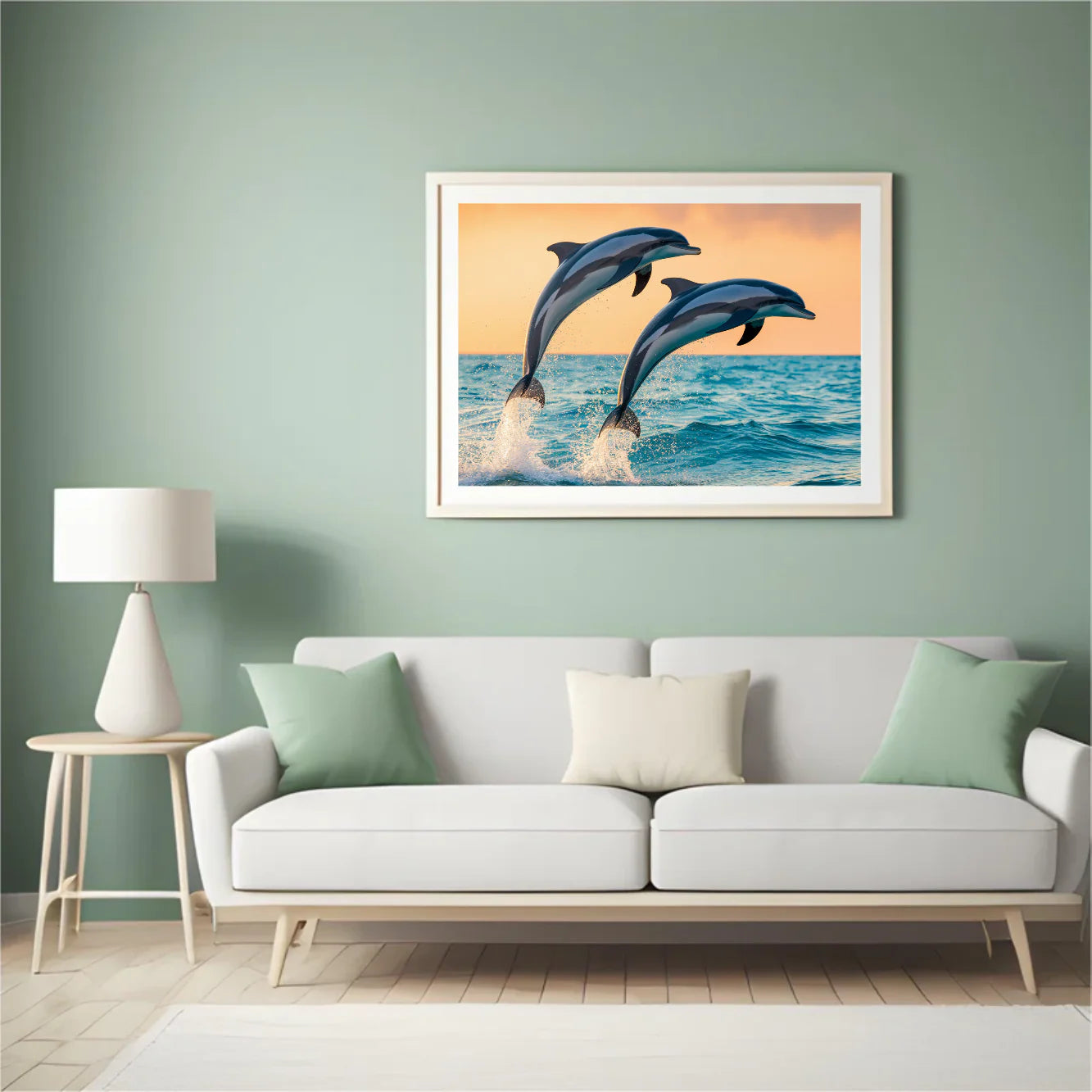 Diamond Painting - Duo de dauphins gracieux sautant hors de la mer V1