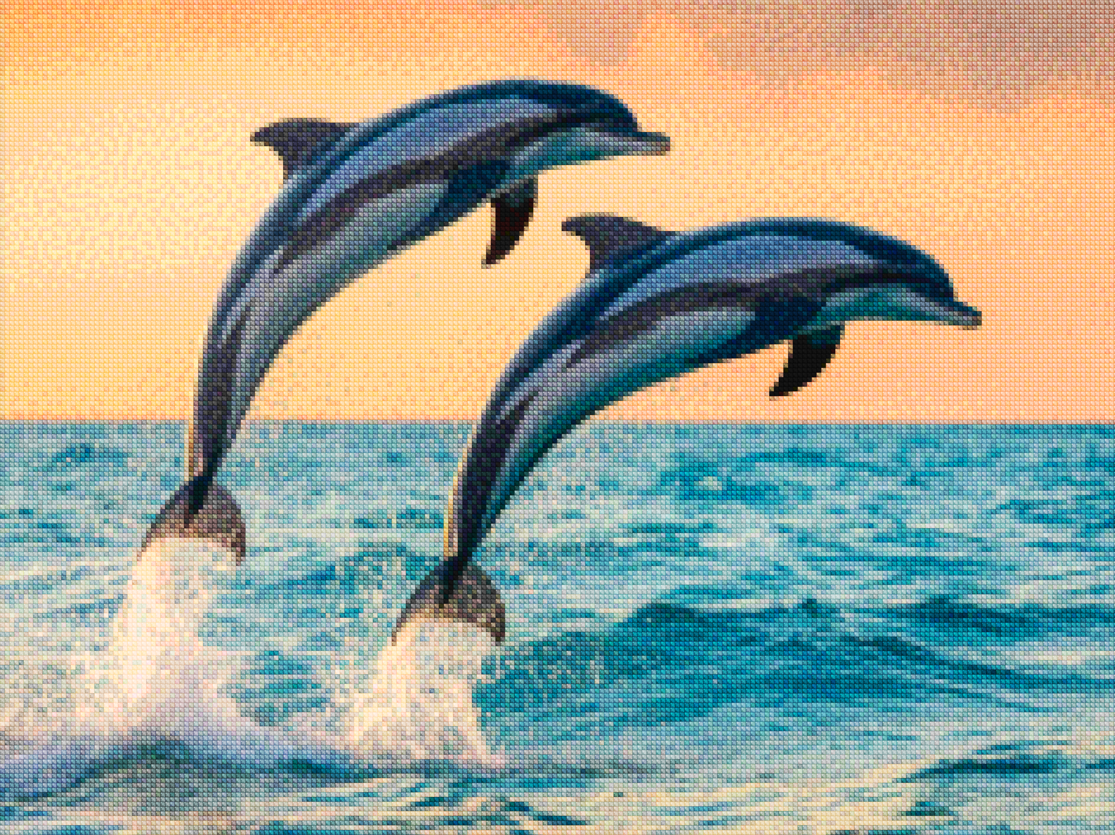 Diamond Painting - Duo de dauphins gracieux sautant hors de la mer V1