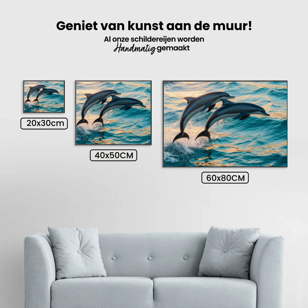 Diamond Painting - Duo de dauphins gracieux sautant hors de la mer V2