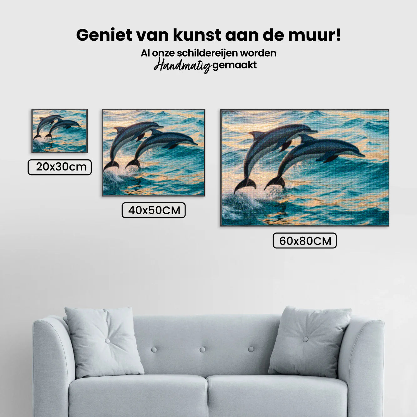 Diamond Painting - Duo de dauphins gracieux sautant hors de la mer V2