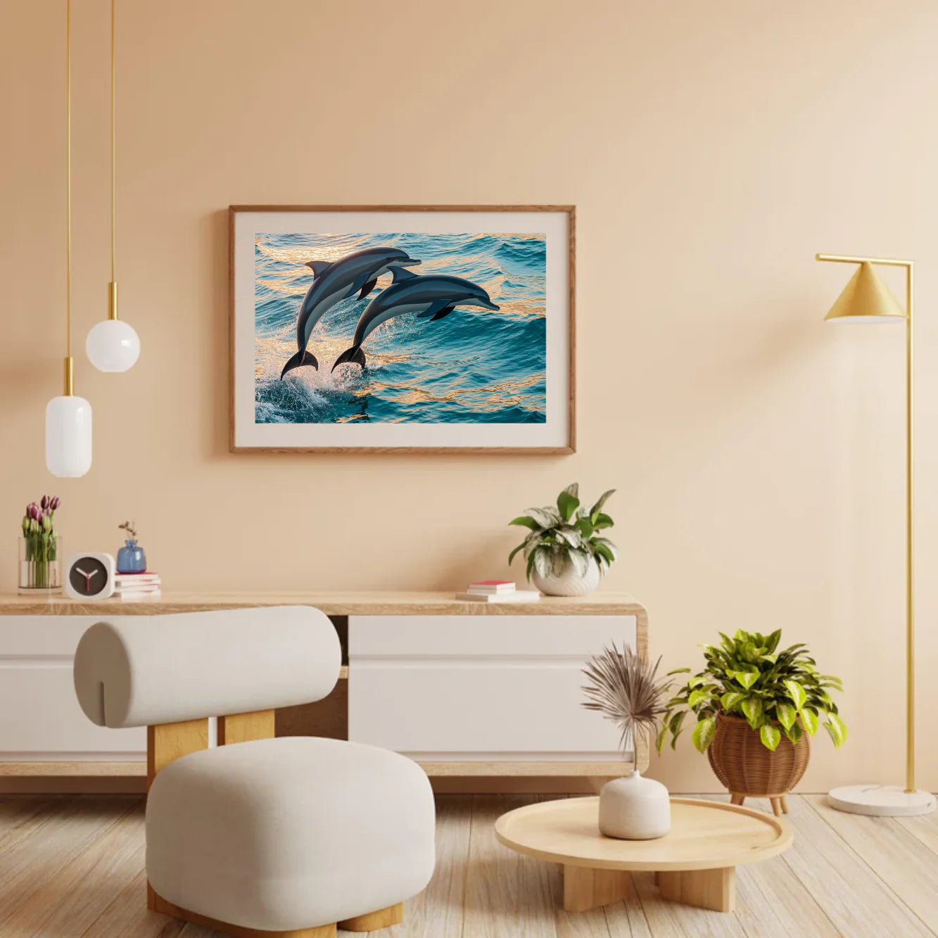 Diamond Painting - Duo de dauphins gracieux sautant hors de la mer V2