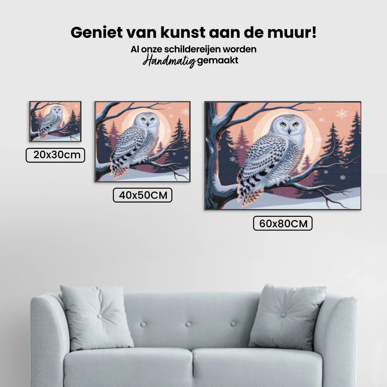 Diamond Painting - Hibou des neiges avec des yeux jaunes perçants