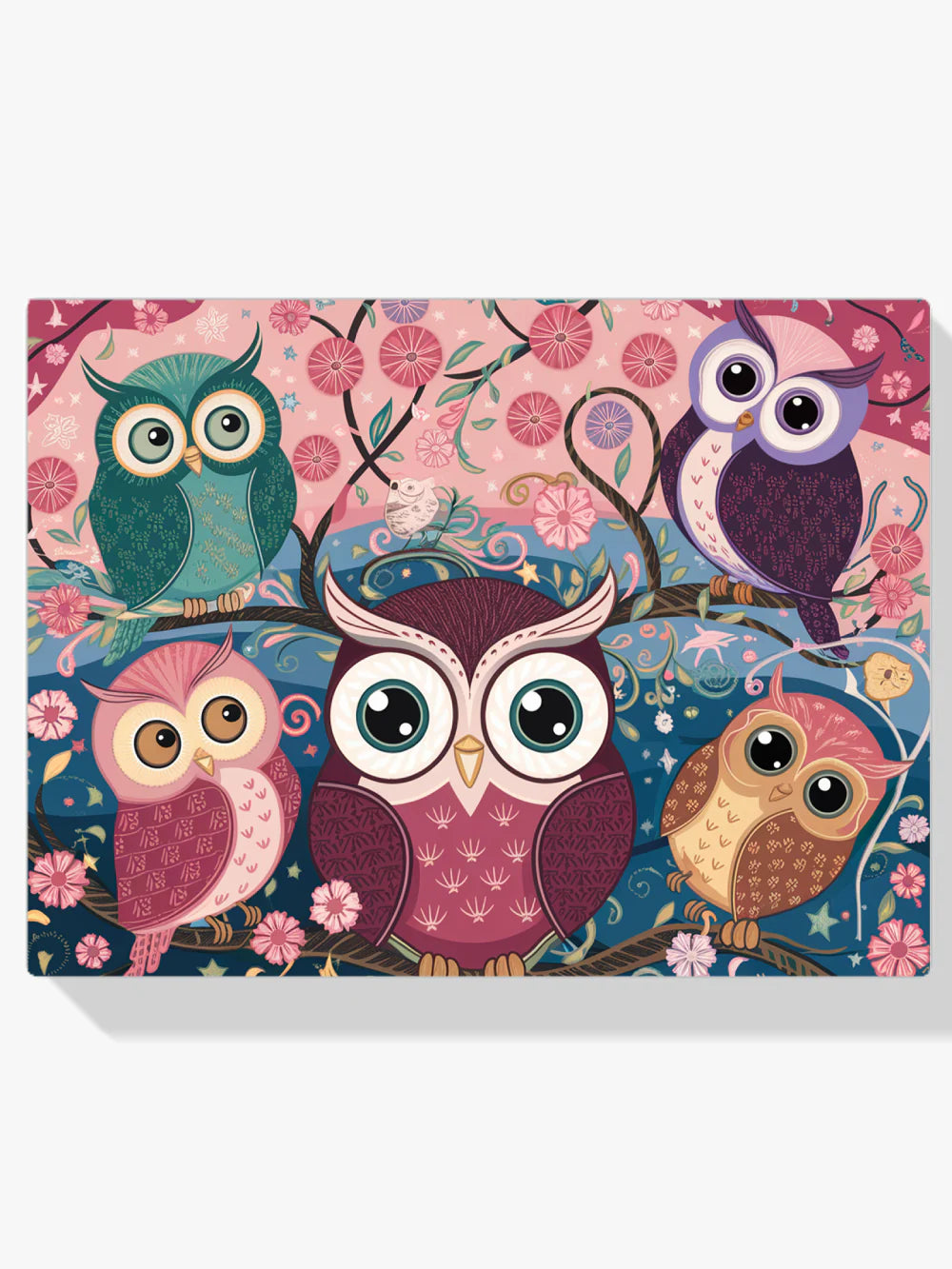 Diamond Painting - Hiboux de Printemps en Fleurs