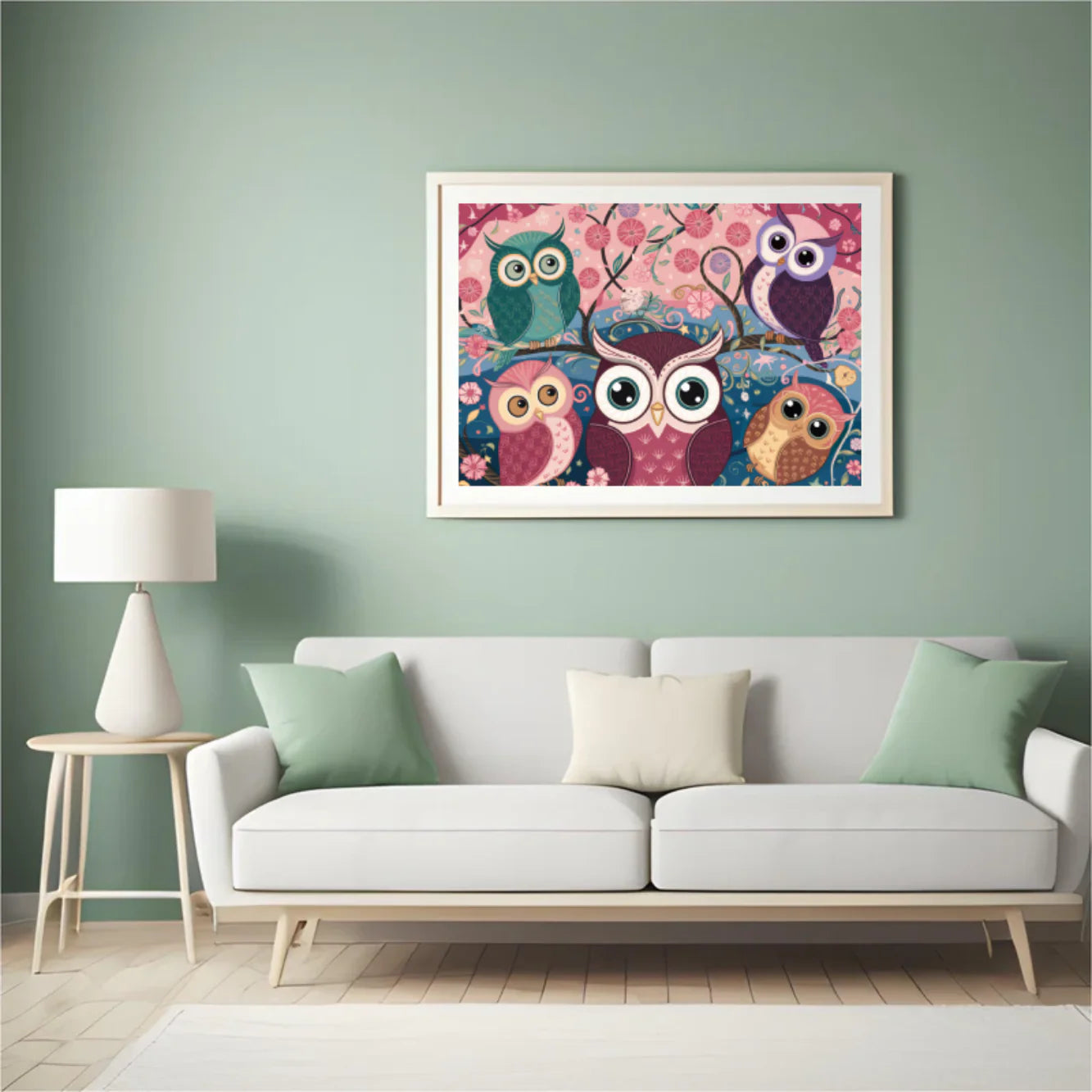 Diamond Painting - Hiboux de Printemps en Fleurs