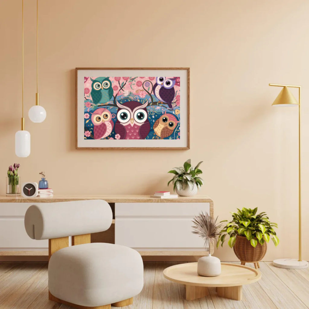Diamond Painting - Hiboux de Printemps en Fleurs