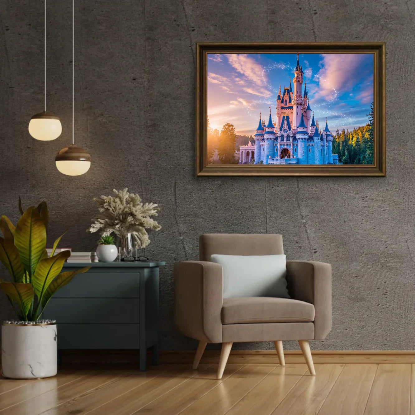 Diamond Painting - Château de contes de fées avec des étincelles magiques