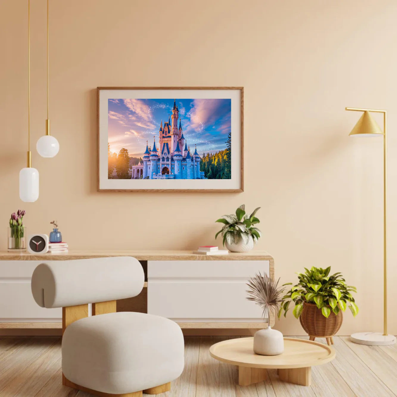 Diamond Painting - Château de contes de fées avec des étincelles magiques