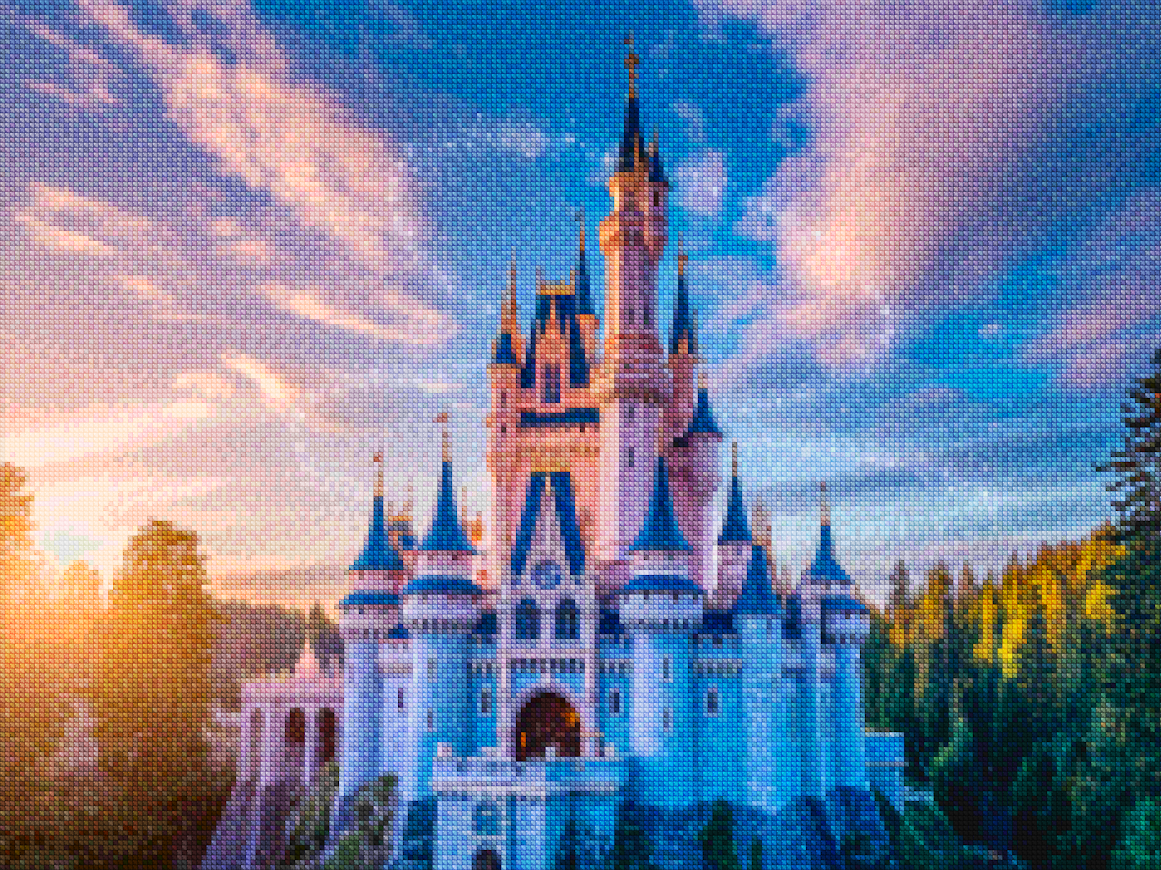 Diamond Painting - Château de contes de fées avec des étincelles magiques