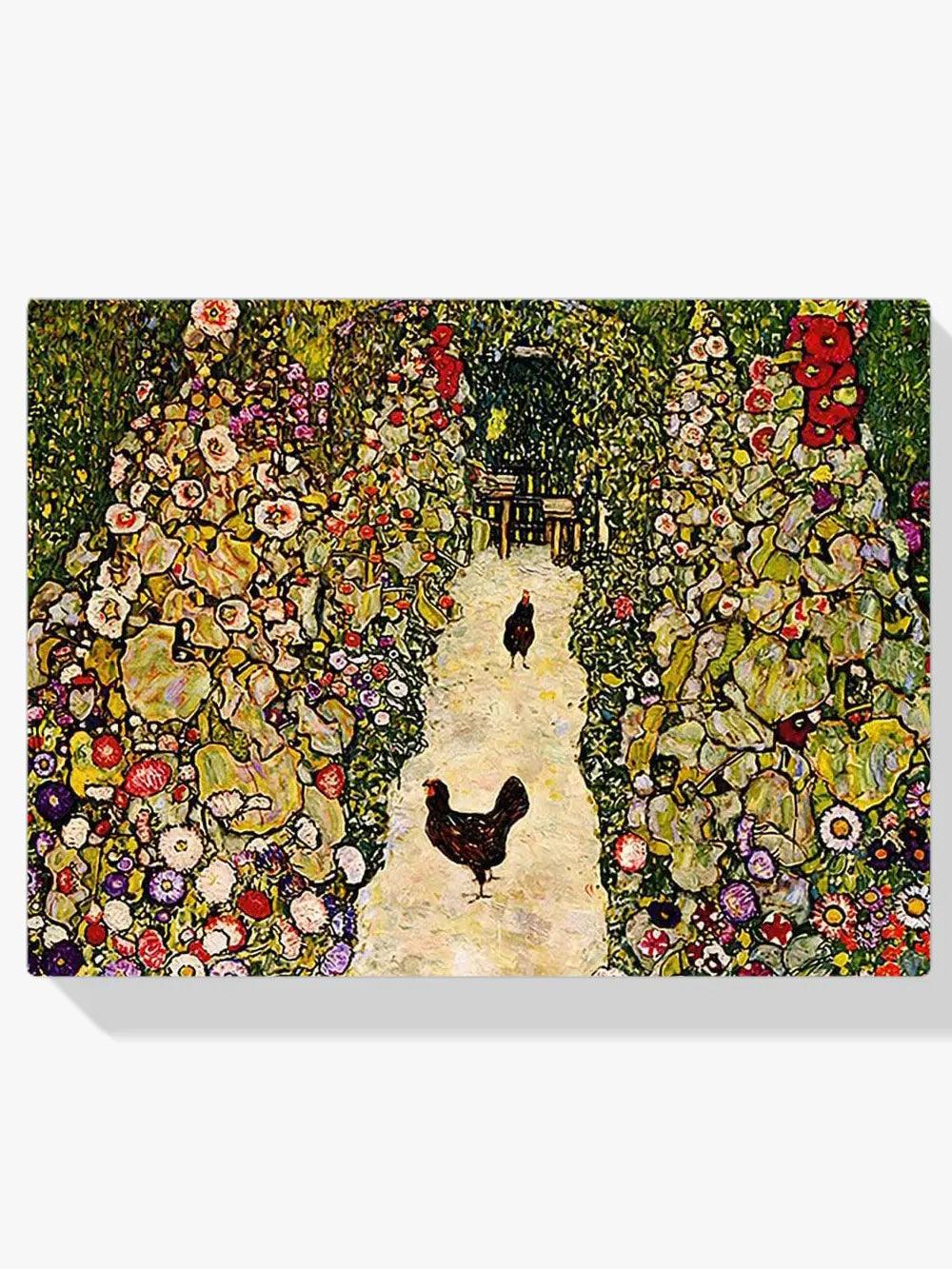 Diamond Painting - Allée de jardin avec des poules
