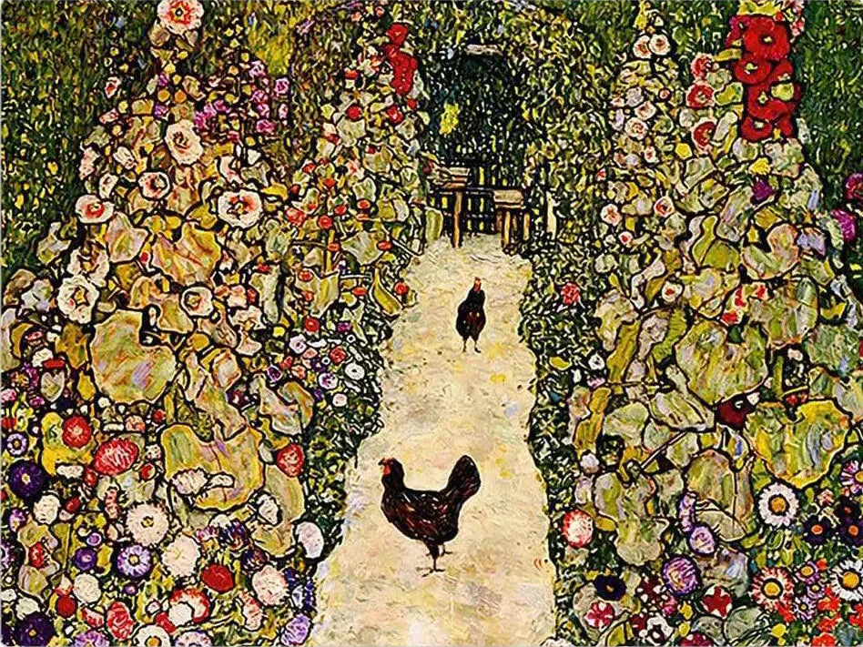Diamond Painting - Allée de jardin avec des poules