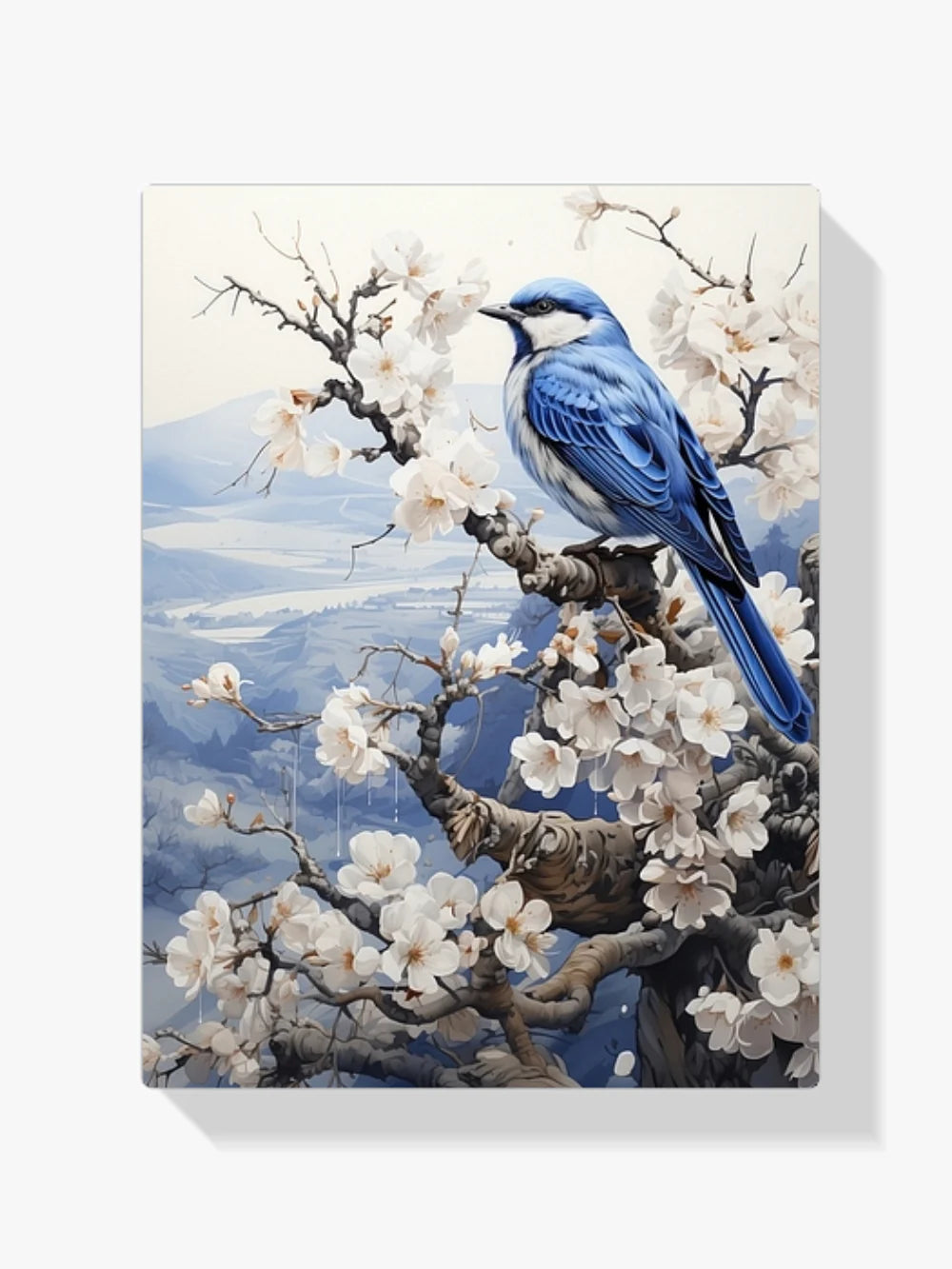 Diamond Painting - Oiseau en bleu de Delft dans un paysage d'hiver