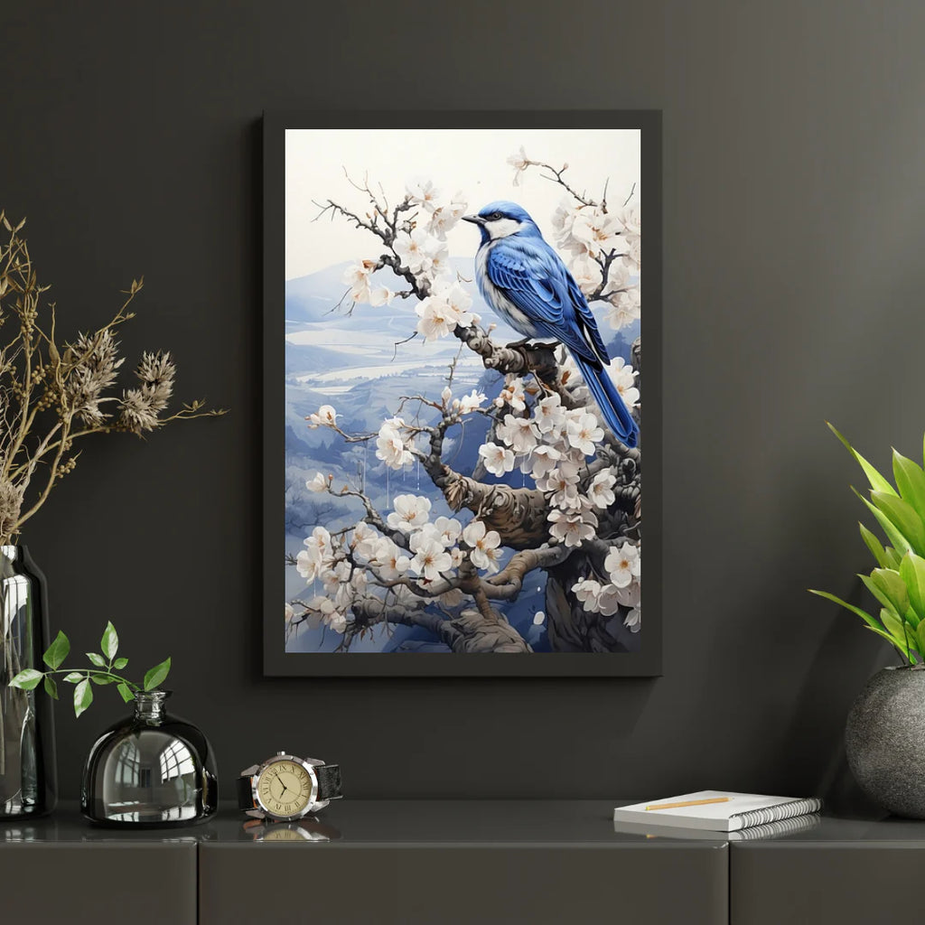 Diamond Painting - Oiseau en bleu de Delft dans un paysage d'hiver