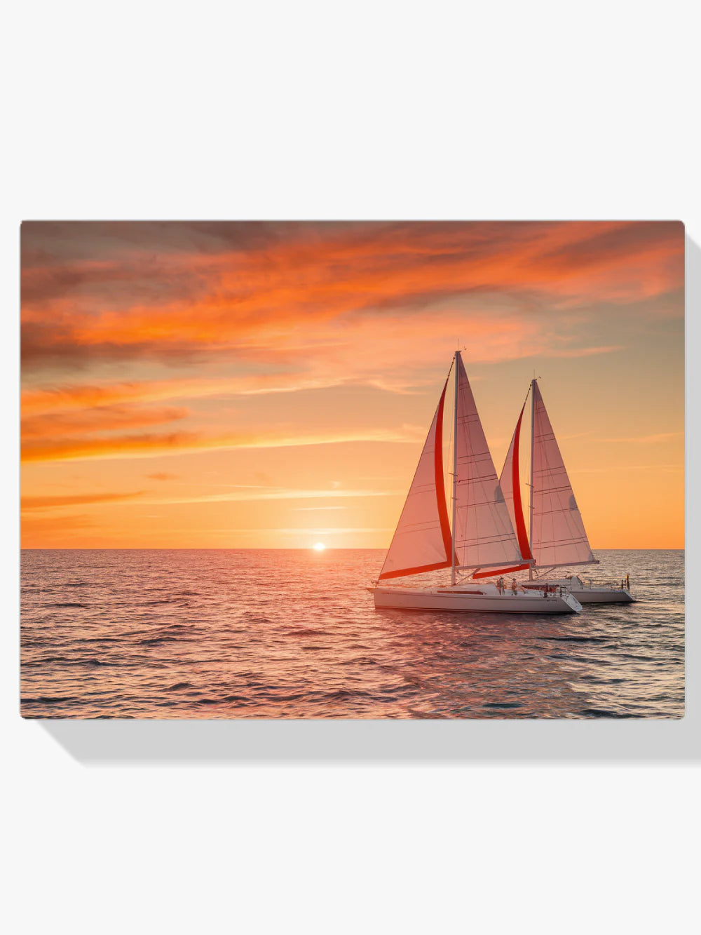 Diamond Painting - Coucher de soleil ardent sur l'océan avec des voiliers
