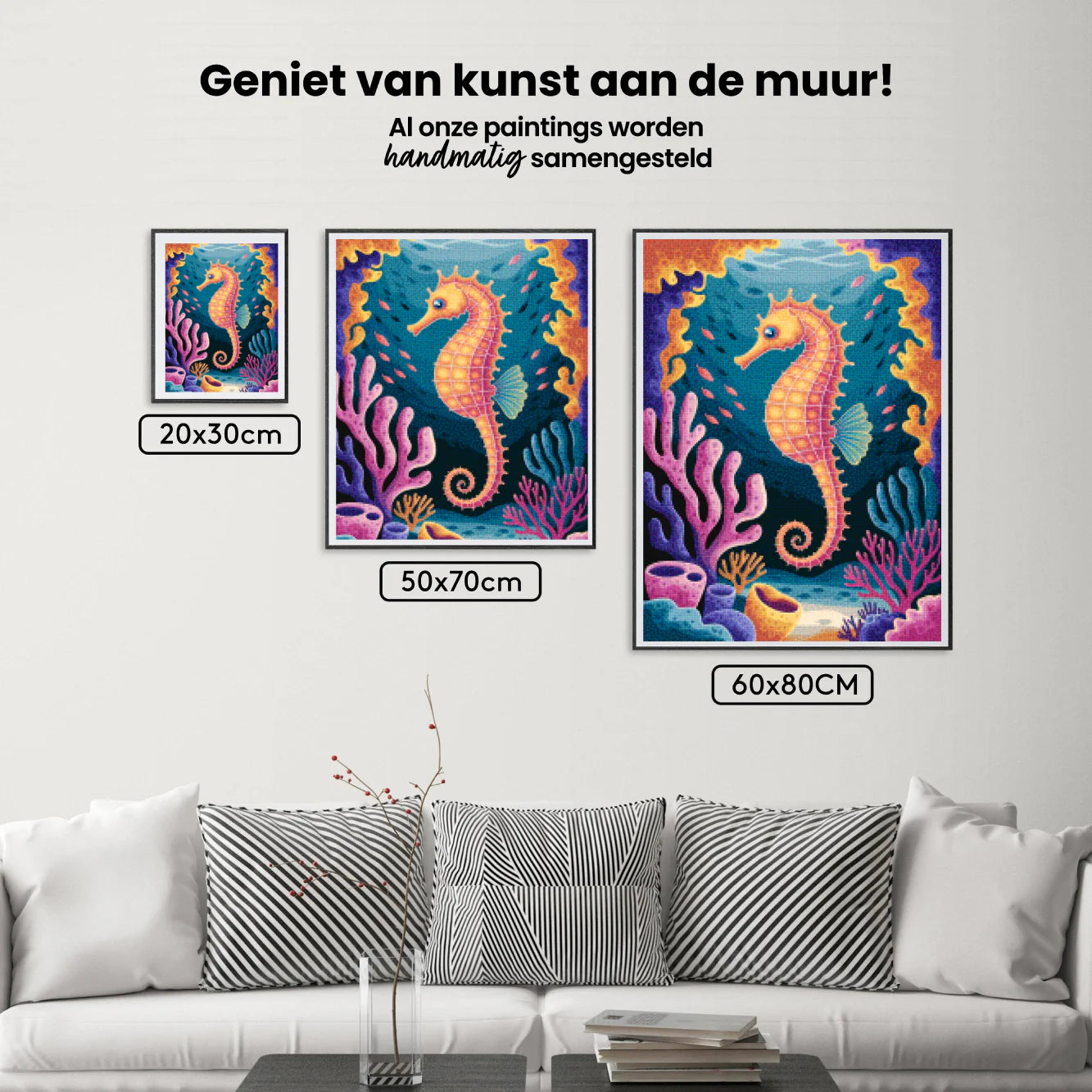 Diamond Painting - Hippocampe dans un récif corallien coloré