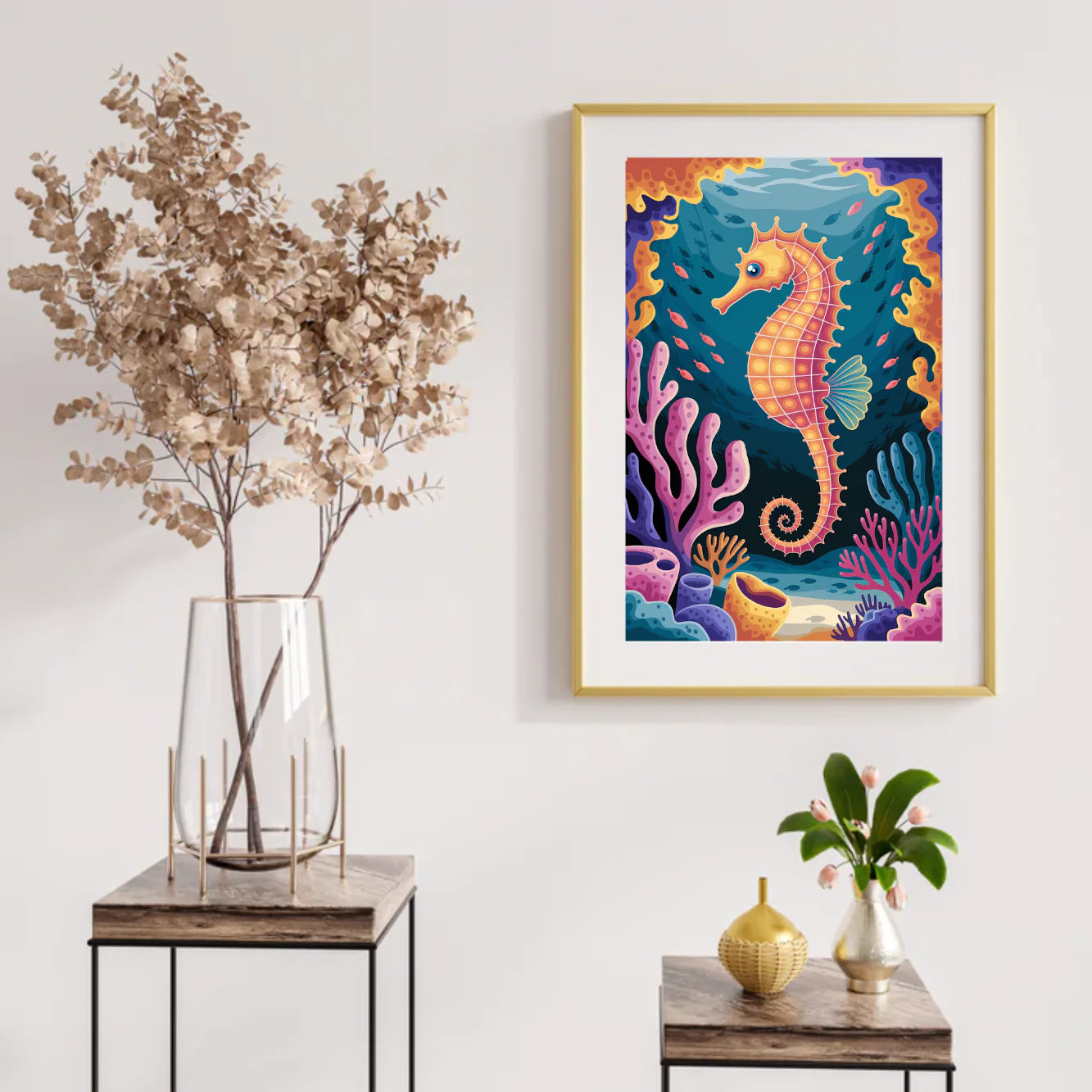 Diamond Painting - Hippocampe dans un récif corallien coloré