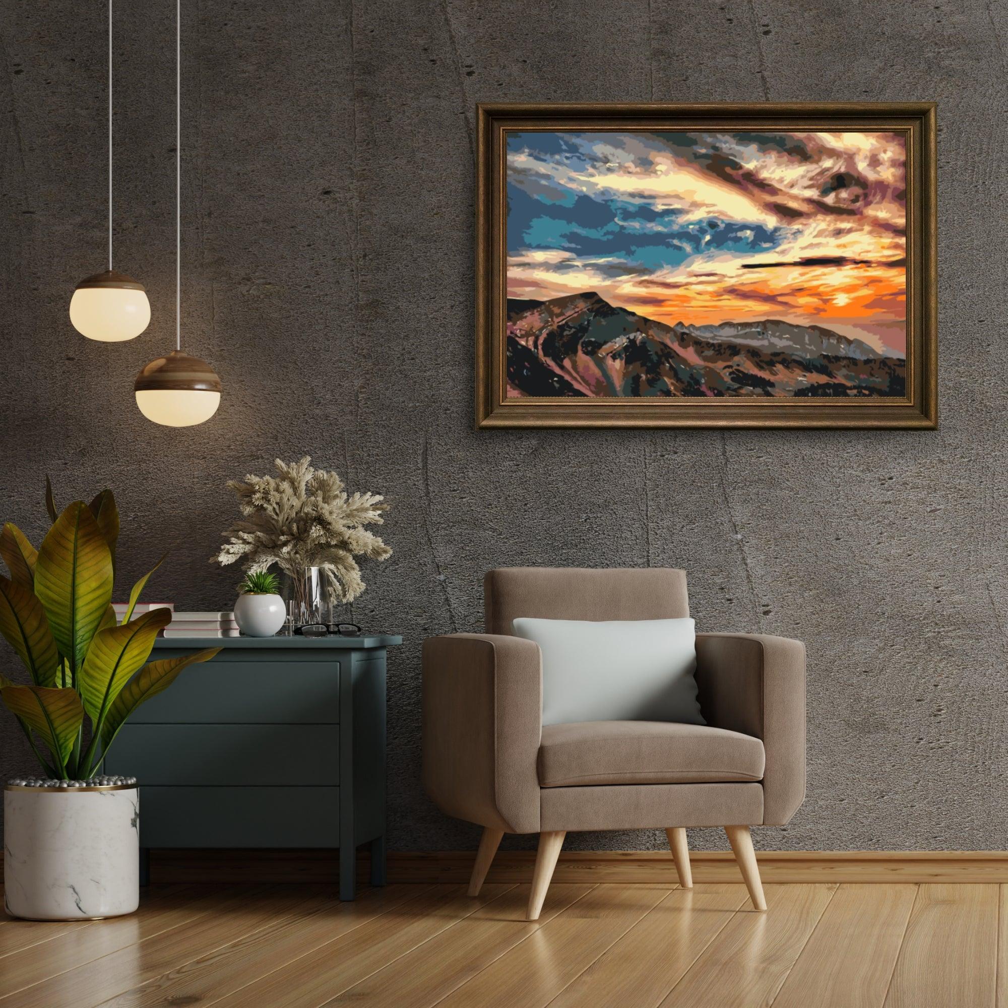 Diamond Painting - Coucher de soleil au-dessus des montagnes - SEOS Shop ®
