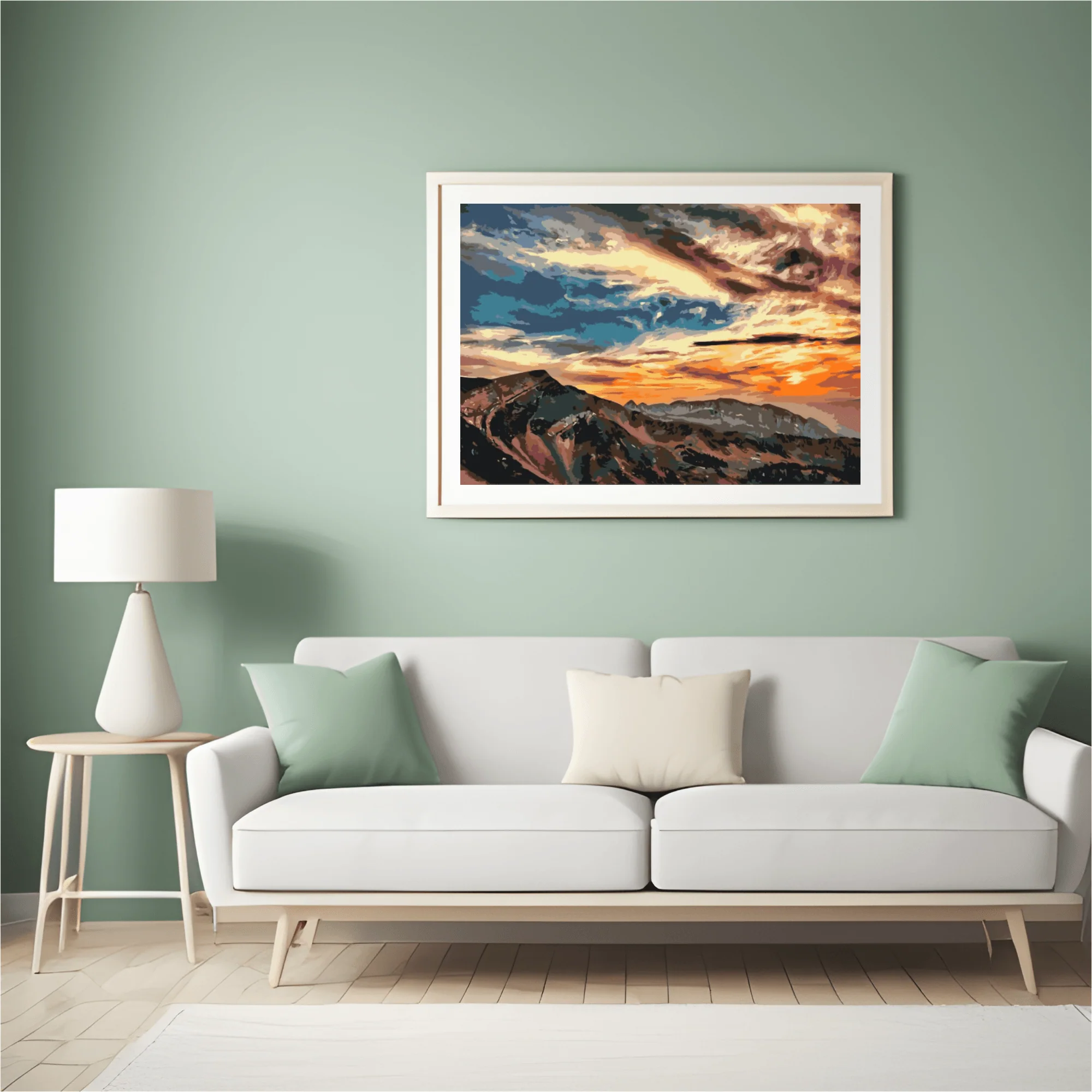 Diamond Painting - Coucher de soleil au-dessus des montagnes - SEOS Shop ®