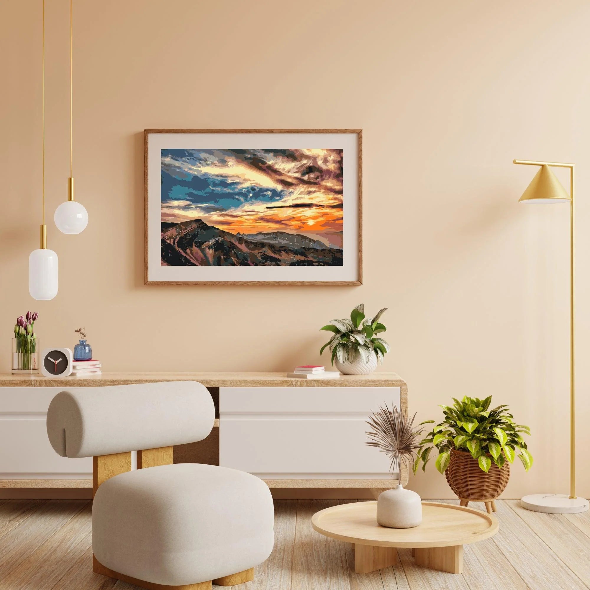 Diamond Painting - Coucher de soleil au-dessus des montagnes - SEOS Shop ®