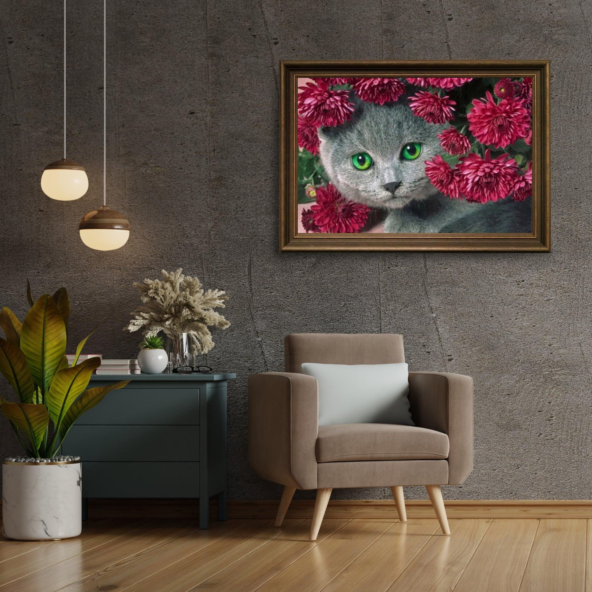 Diamond Painting Chat avec des fleurs - SEOS Shop ®