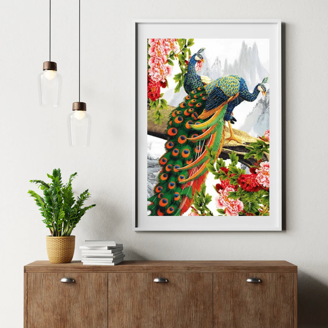 Diamond Painting Belle paon avec fleur - SEOS Shop ®