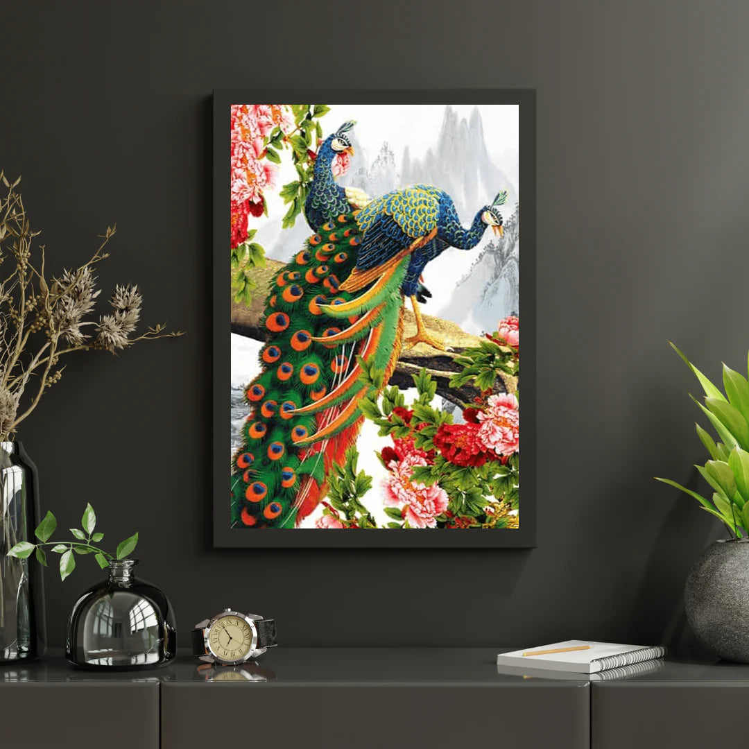 Diamond Painting Belle paon avec fleur - SEOS Shop ®