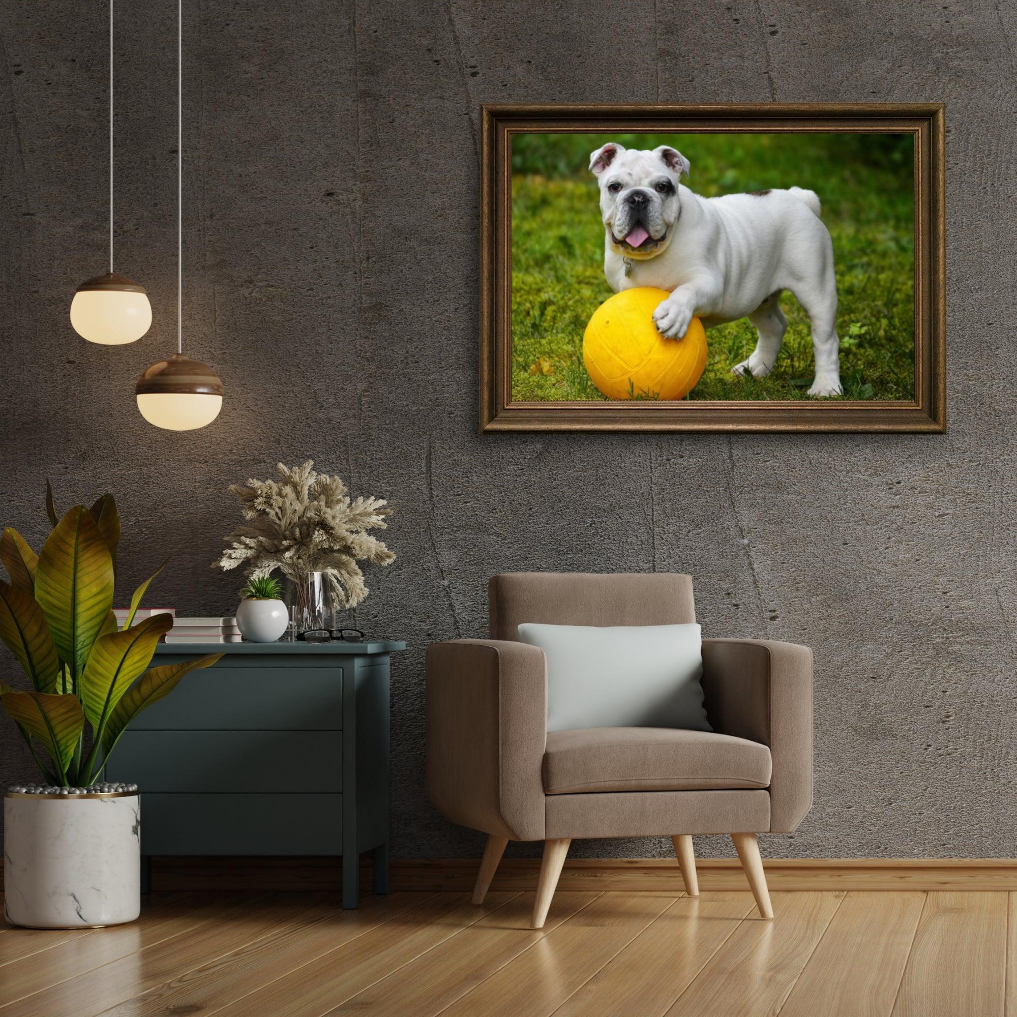 Diamond Painting Bouledogue blanc avec balle - SEOS Shop ®